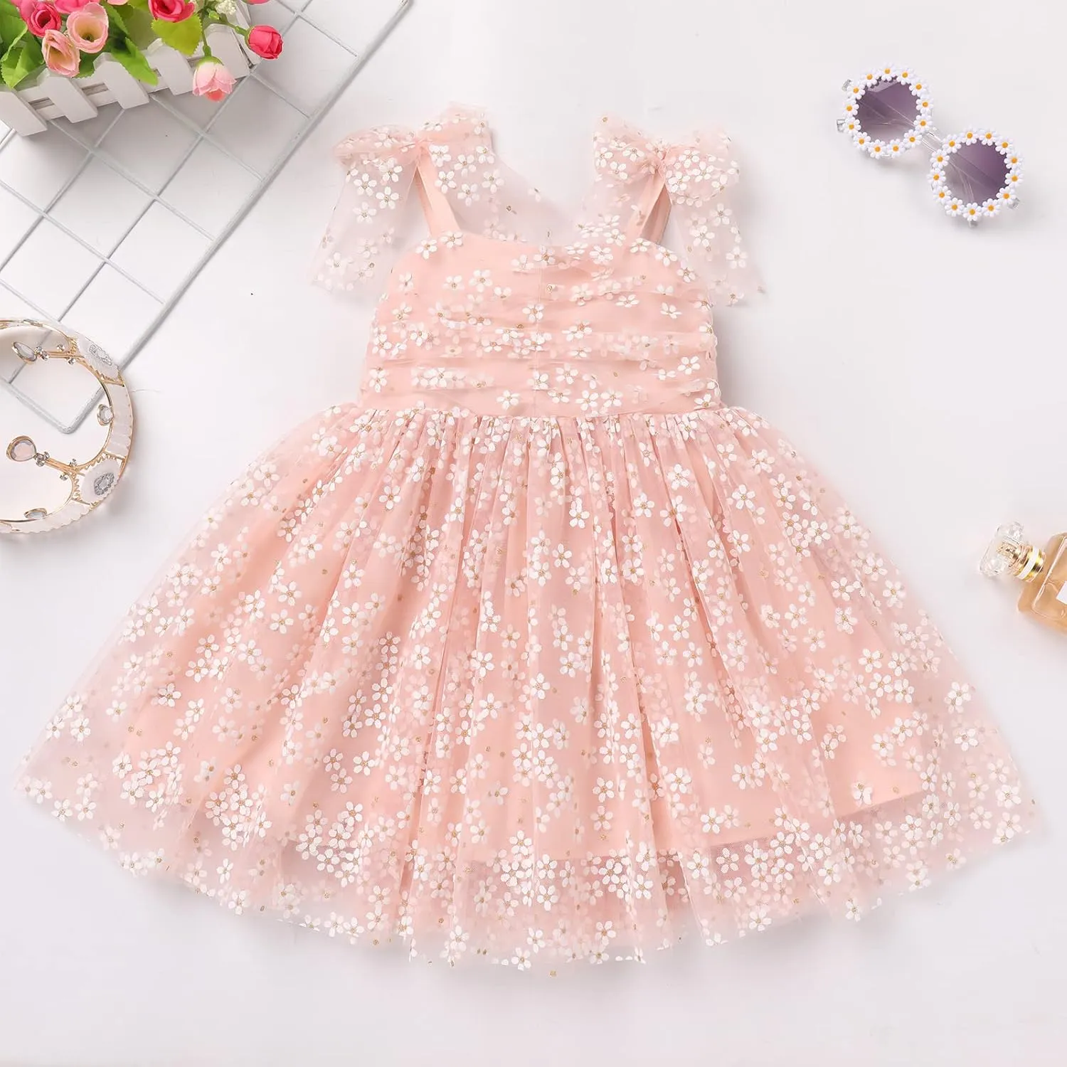 IMEKIS Toddler Baby Girl Birthday Princess Dress Shiny Confetti Boho Rainbow Cake Smash Photo Shoot Outfit for 1-6T