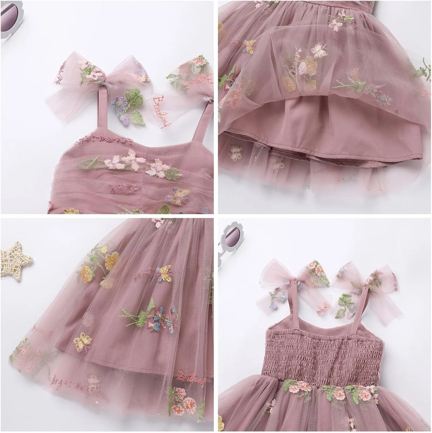 IMEKIS Toddler Baby Girl Birthday Princess Dress Shiny Confetti Boho Rainbow Cake Smash Photo Shoot Outfit for 1-6T