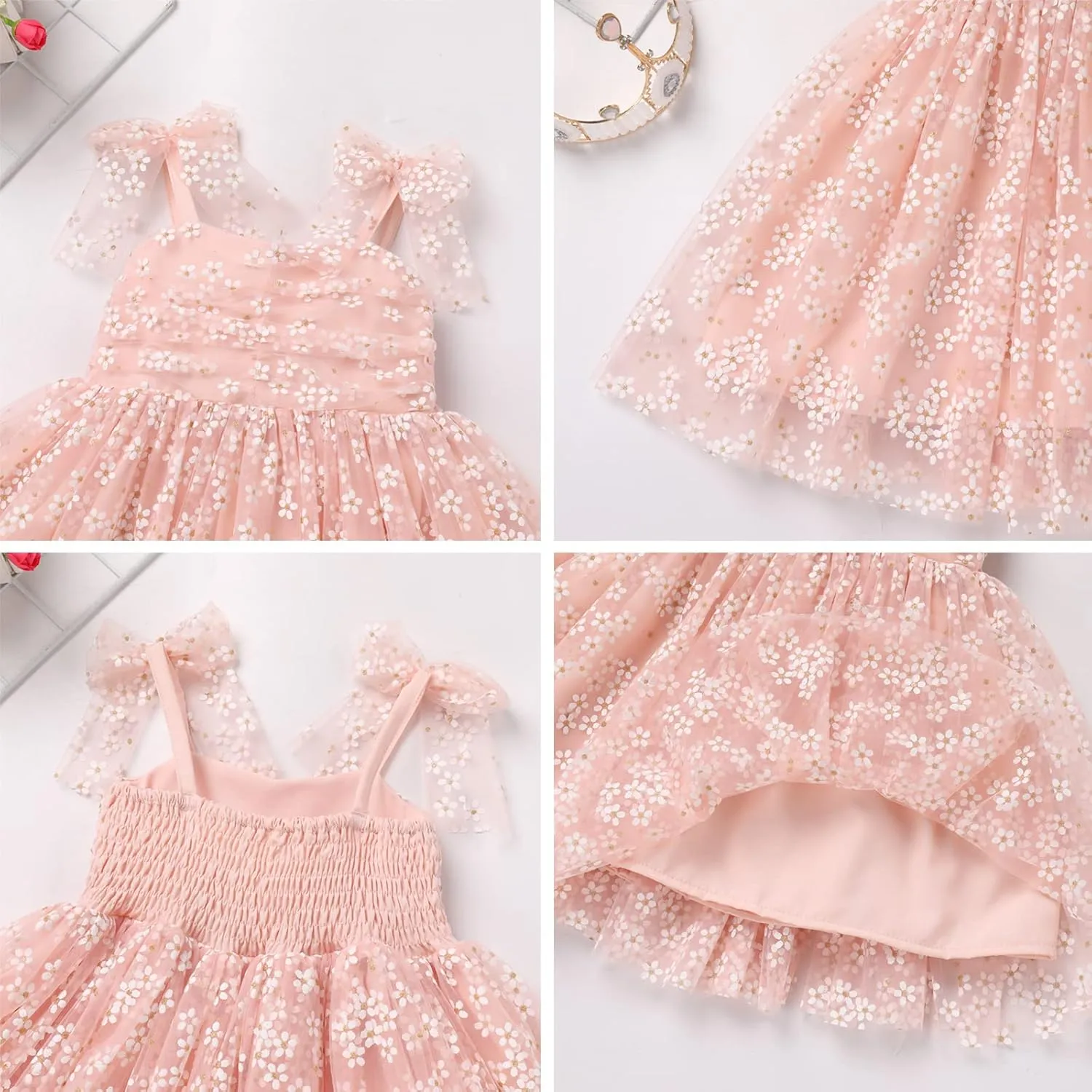 IMEKIS Toddler Baby Girl Birthday Princess Dress Shiny Confetti Boho Rainbow Cake Smash Photo Shoot Outfit for 1-6T