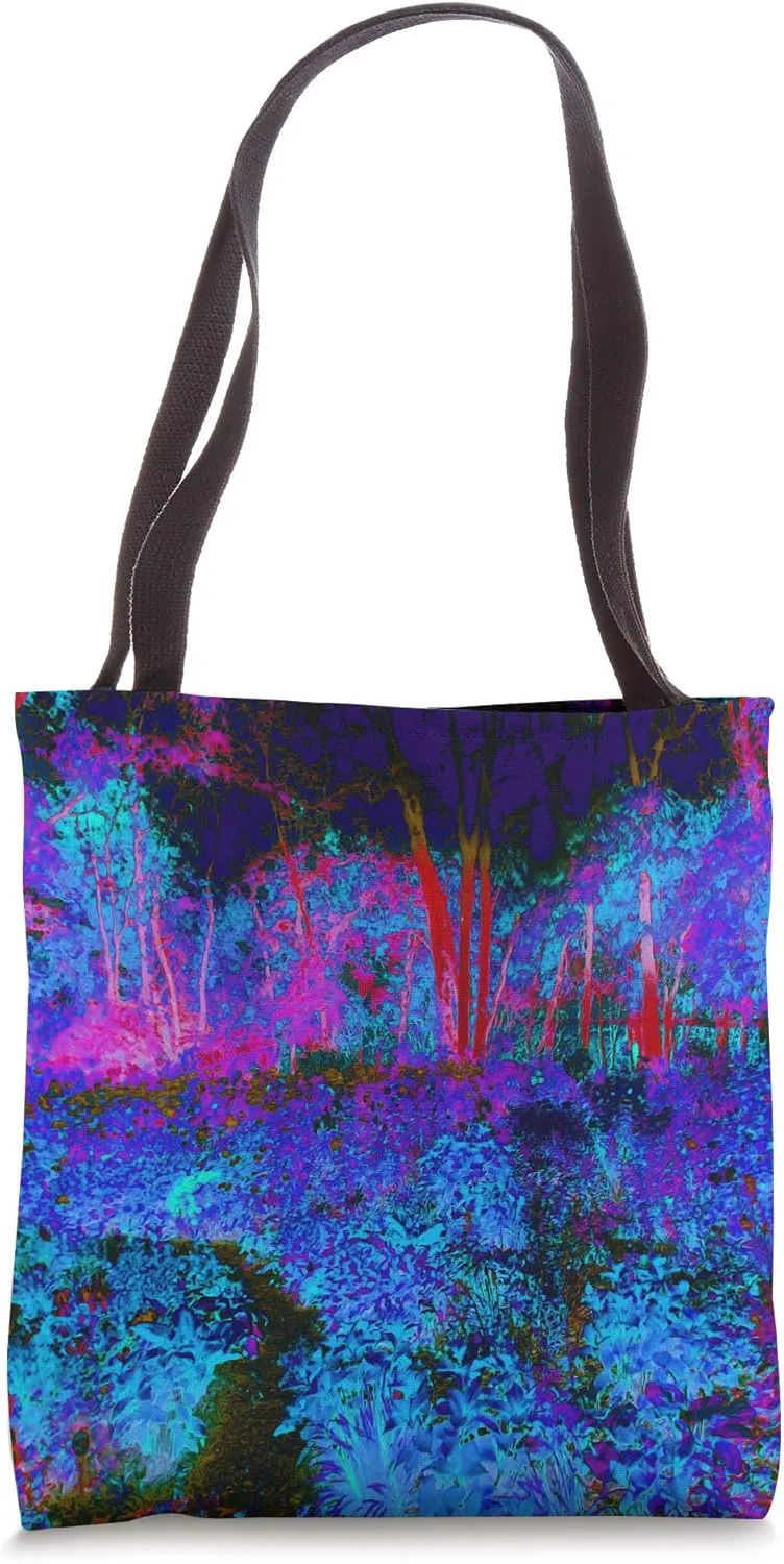 Impressionistic Blue, Purple and Red Garden Landscape Tote Bag