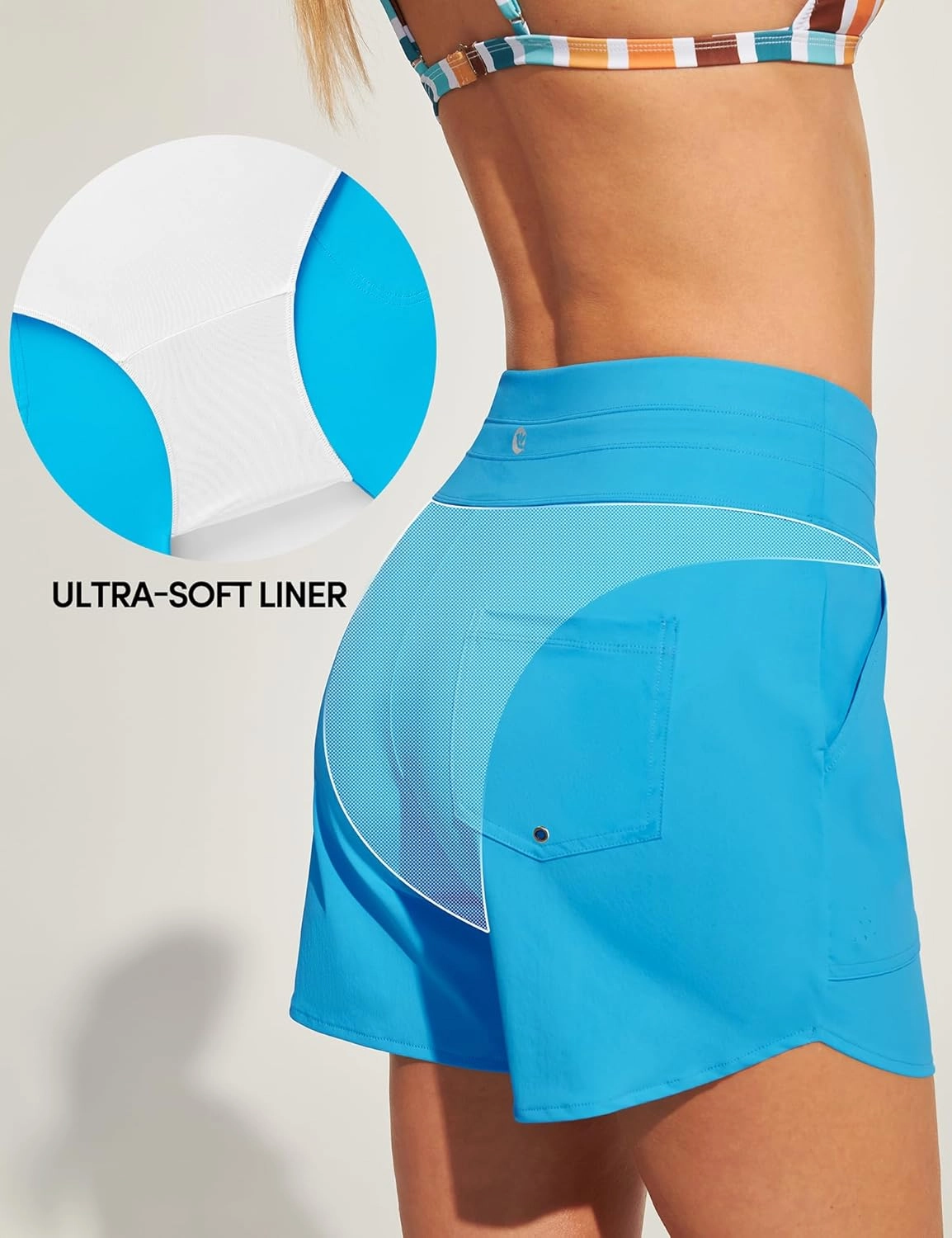 IUGA Womens 5" Swim Board Shorts Stretchy High Waisted Beach Shorts for Women Quick Dry UPF 50  Swimsuit Bottoms with Liner