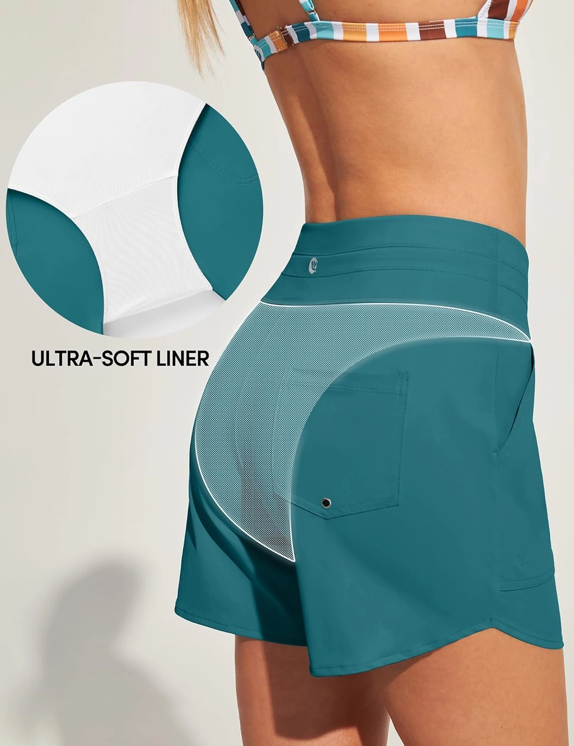 IUGA Womens 5" Swim Board Shorts Stretchy High Waisted Beach Shorts for Women Quick Dry UPF 50  Swimsuit Bottoms with Liner