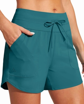 IUGA Womens 5" Swim Board Shorts Stretchy High Waisted Beach Shorts for Women Quick Dry UPF 50  Swimsuit Bottoms with Liner