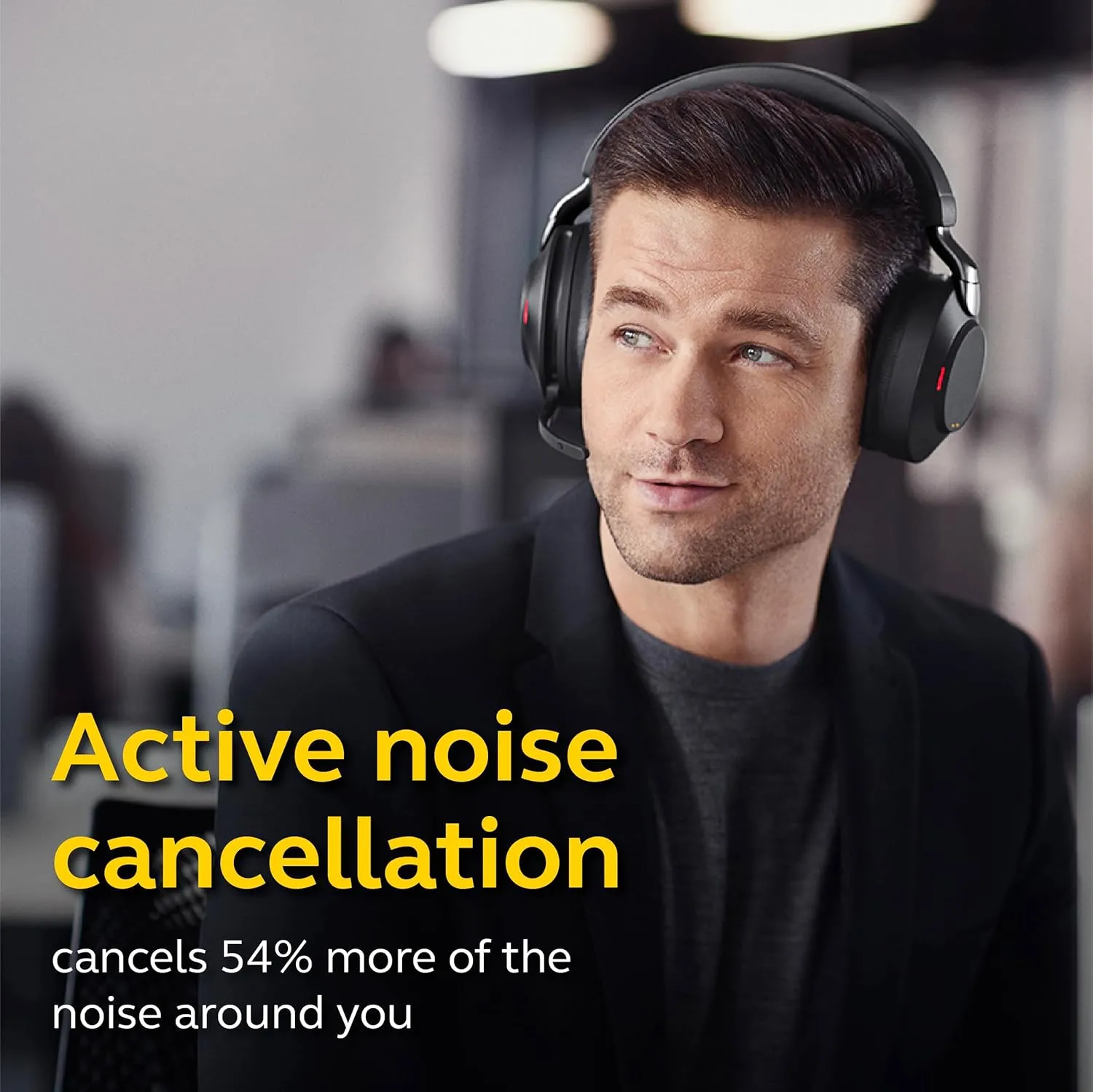 Jabra Evolve2 85 Wireless PC Headset – Noise Cancelling UC Certified Stereo Headphones with Long-Lasting Battery – USB-C Bluetooth Adapter – Black