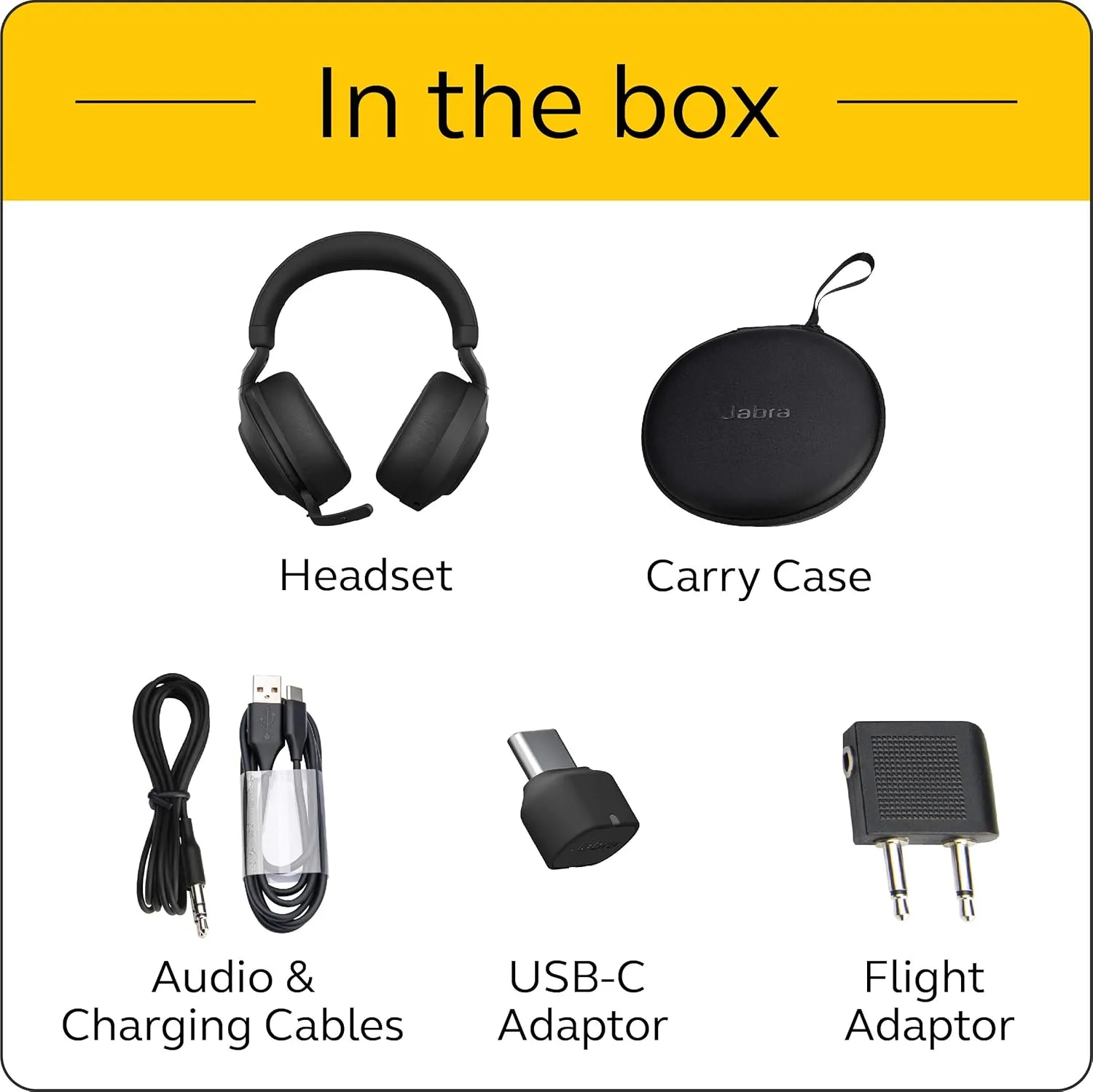 Jabra Evolve2 85 Wireless PC Headset – Noise Cancelling UC Certified Stereo Headphones with Long-Lasting Battery – USB-C Bluetooth Adapter – Black