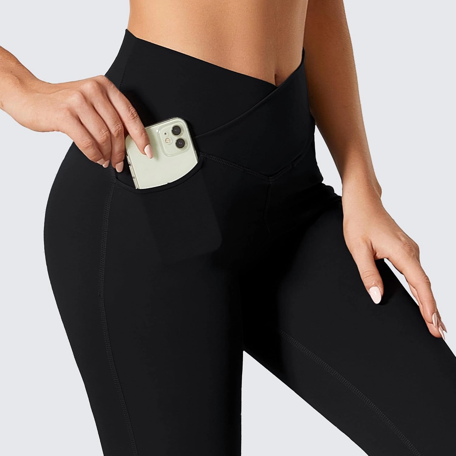 JADD Womens Flare Yoga Pants with Pockets Crossover High Waisted Bootcut Flare Leggings Tummy Control Workout Dress Pants