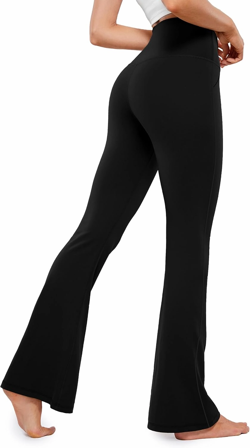 JADD Womens Flare Yoga Pants with Pockets Crossover High Waisted Bootcut Flare Leggings Tummy Control Workout Dress Pants