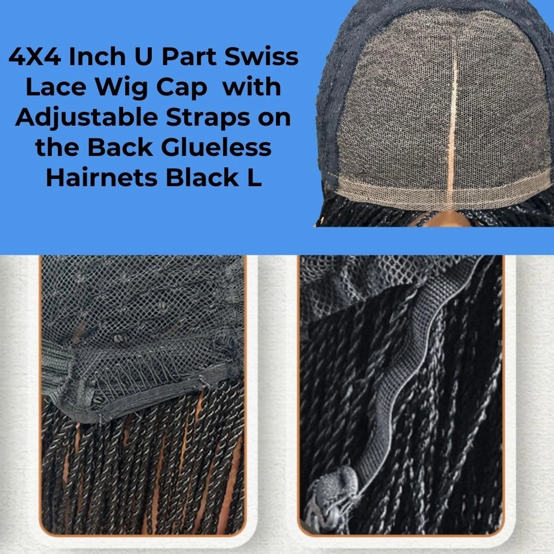 JBG 12-Inch Micro Million Twist Braided Wig - Light, Soft Braid Wigs for Black Women with Glueless 4X4 Lace Closure - No Tangle Synthetic Braids - Black
