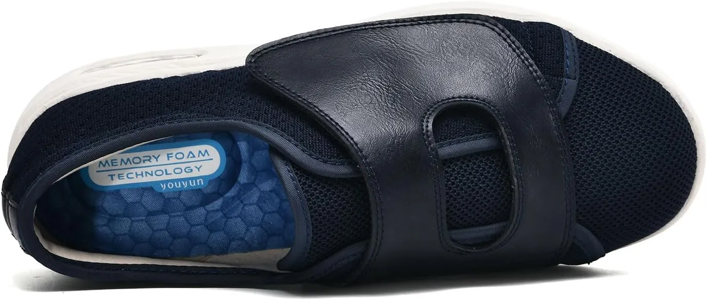 JITUUE Diabetic Shoes for Elderly Men Large Size Wide Adjustable Closure for Men Walking Shoes Edema Plantar Fasciitis Bunions Arthritis Swollen Feet Seniors Tennis Skechers