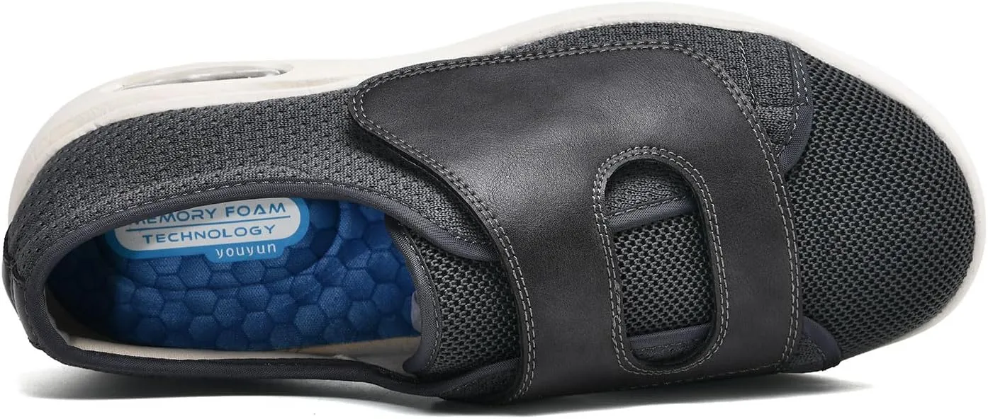 JITUUE Diabetic Shoes for Elderly Men Large Size Wide Adjustable Closure for Men Walking Shoes Edema Plantar Fasciitis Bunions Arthritis Swollen Feet Seniors Tennis Skechers