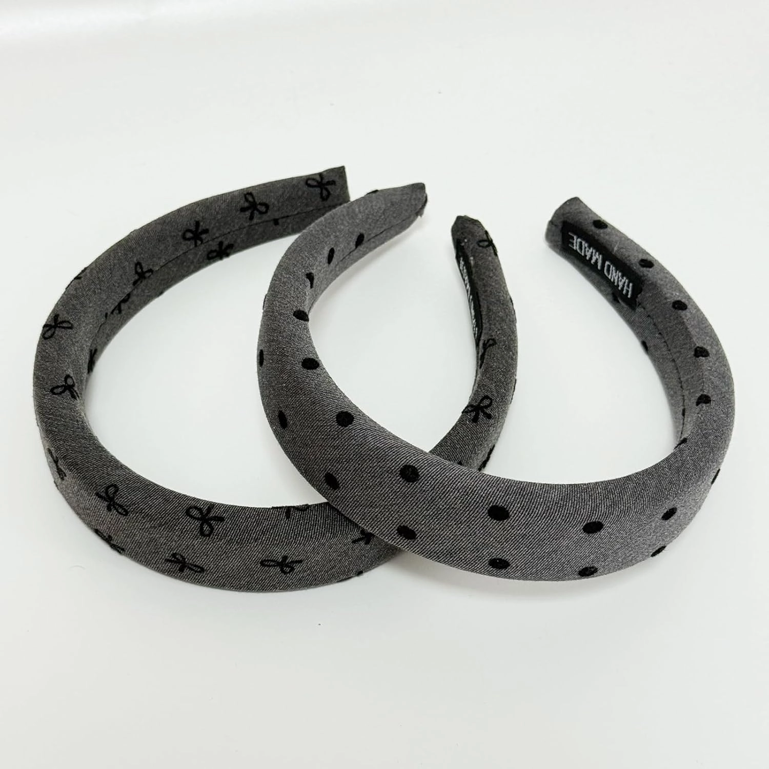 Jseng 2Packs Knotted Headbands for Women - Gray Polka Dot Padded Headbands - Wide Headbands Thick Hair Bands for Stylish Comfortable Hair Accessory