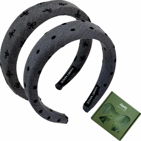 Jseng 2Packs Knotted Headbands for Women - Gray Polka Dot Padded Headbands - Wide Headbands Thick Hair Bands for Stylish Comfortable Hair Accessory