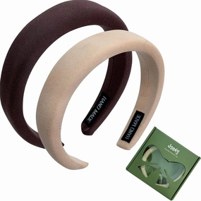 Jseng 2Packs Knotted Headbands for Women - Neutral Toned Padded Headbands- Wide Headbands Thick Hair Bands for Stylish Comfortable Hair Accessory