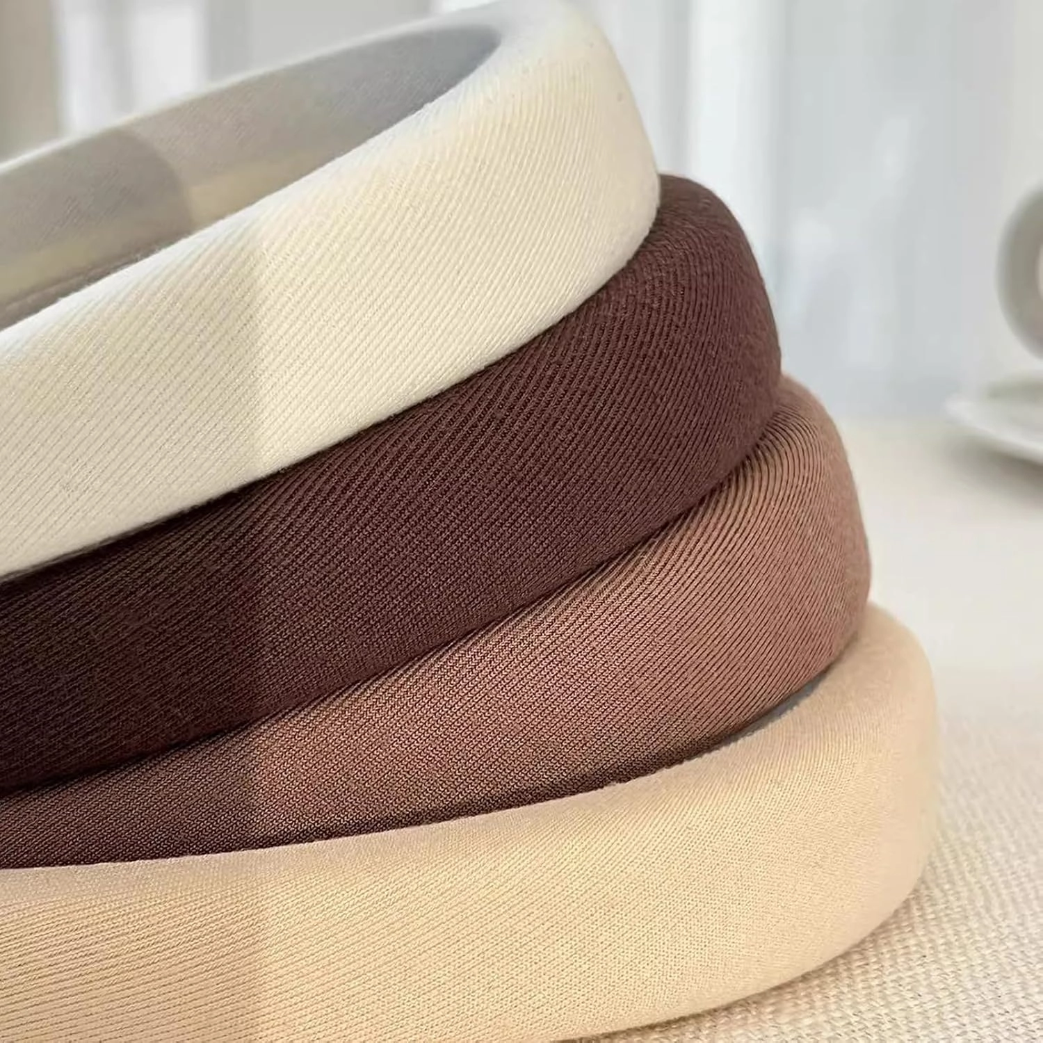 Jseng 2Packs Knotted Headbands for Women - Neutral Toned Padded Headbands- Wide Headbands Thick Hair Bands for Stylish Comfortable Hair Accessory