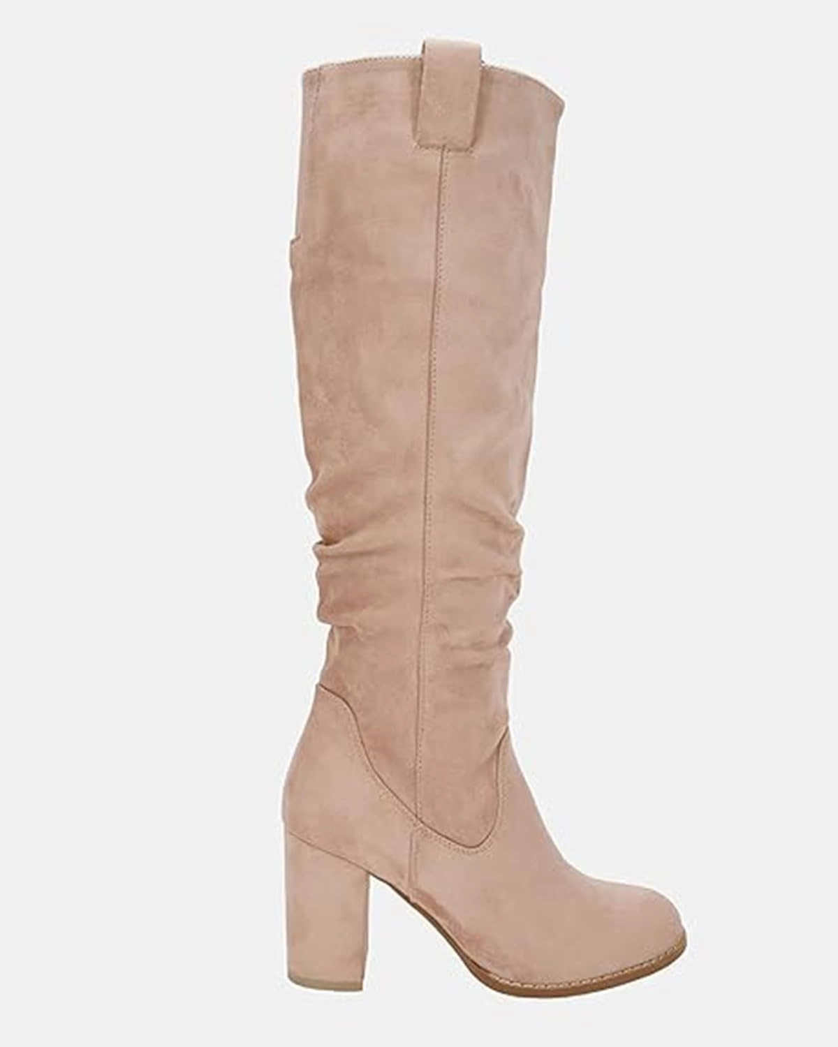 Juliet Holy Women's Knee High Boots Chunky Block Heel Wide Calf Round Toe Side Zipper Fashion Dress Boot