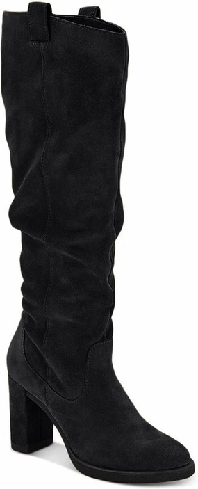 Juliet Holy Women's Knee High Boots Chunky Block Heel Wide Calf Round Toe Side Zipper Fashion Dress Boot