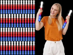 Junkin 4th of July Glow Sticks Bulk 15.8 Independence Day Red White and Blue LED Foam Sticks Patriotic Lighted Sticks with 3 Flashing Modes for Memorial Day Birthday Party(36 Pcs)