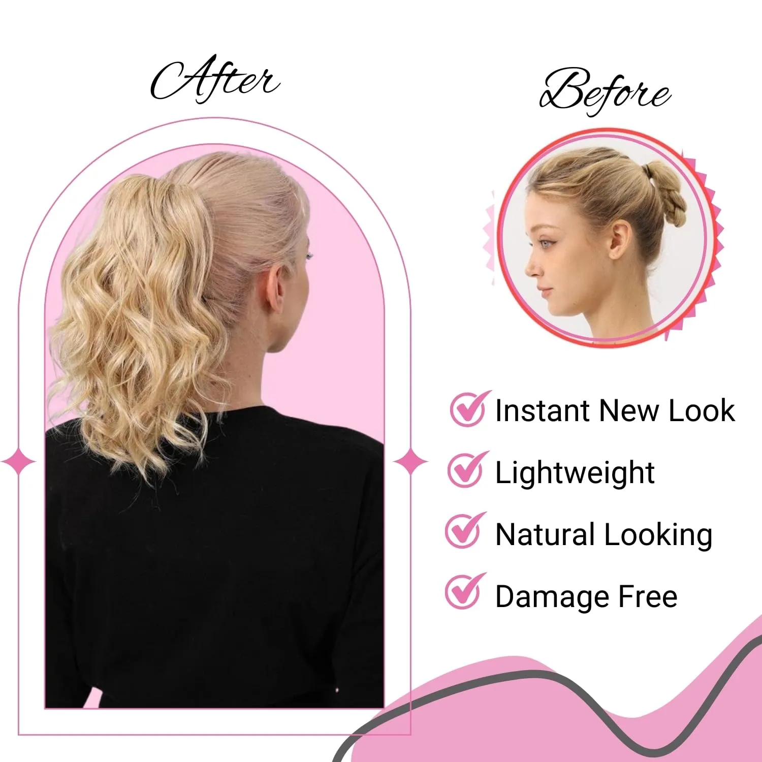 JUVABUN Claw Clip Beach Waves Ponytail Extension 12" - Beach Blonde | Hair Extension Clips | Ponytail Extension Human Hair |Hair Extensions Washable Realistic And Synthetic Hairpiece | Beach Blonde