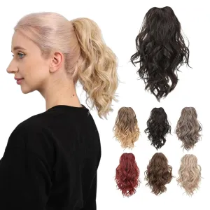 JUVABUN Claw Clip Beach Waves Ponytail Extension 12" - Dark Brown | Hair Clips | Human Hair | Washable Realistic and Synthetic Hairpiece