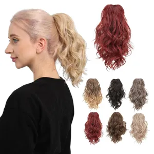 Juvabun Claw Clip Beach Waves Ponytail Extension 12"-Dark Red | Hair Extension Clips |Ponytail Extension Human Hair |Beach Waves Hair Extensions | Washable Realistic And Synthetic Hairpiece |Dark Red