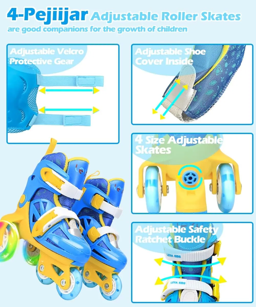 Kids Quad Roller Skate,Roller Skates for Girls Boys,3-Point Balance Roller Shoes for Beginners