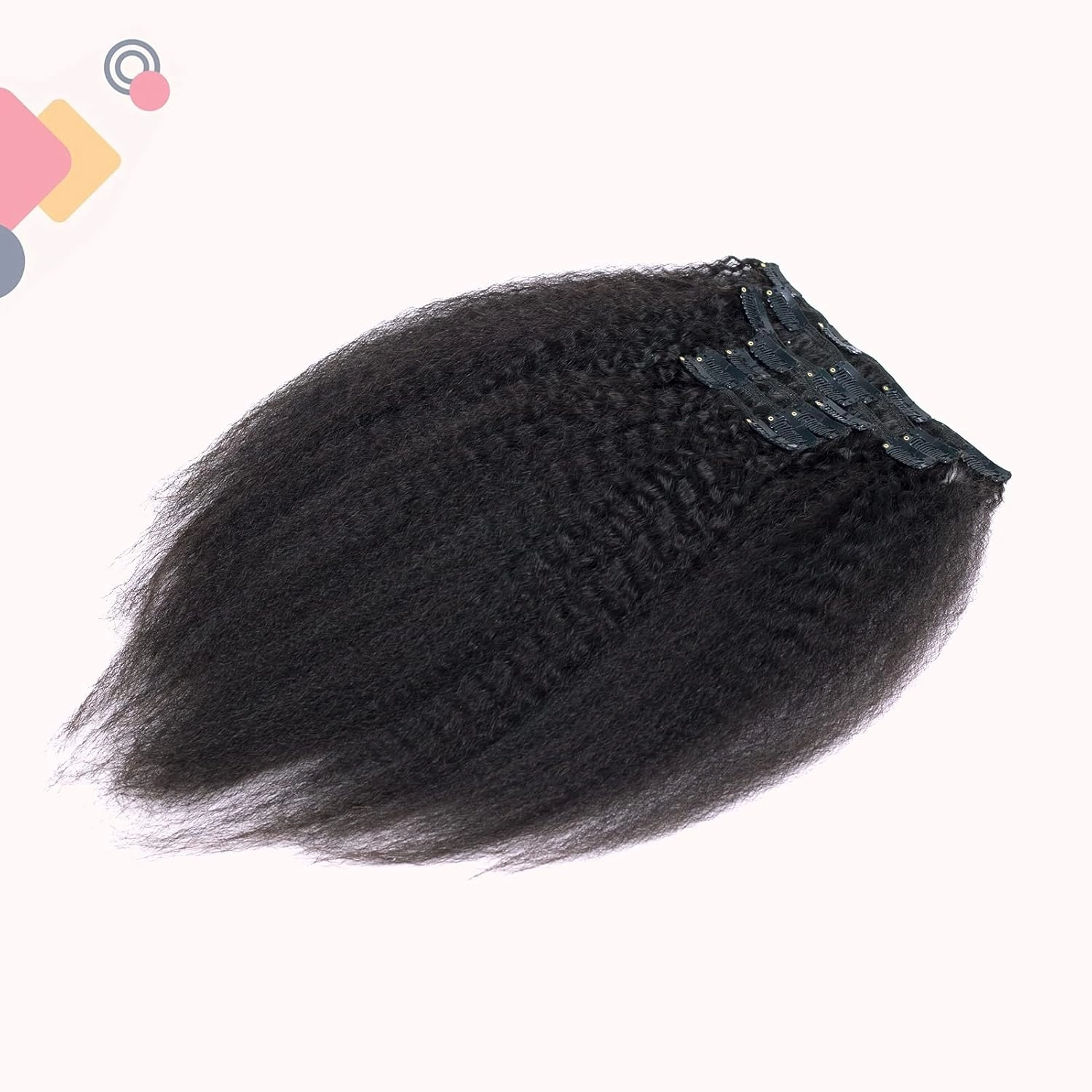 Kinky Straight Clip in Hair Extensions, 100% Remy Human Hair Clip Ins for Black Women, Thick Soft Double Weft Natural Black, 120 Gram 14Inch