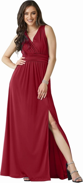 KOH KOH Womens Long Sleeveless Bridesmaid Cocktail Evening Maxi Dress