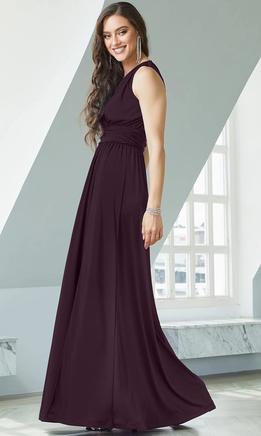 KOH KOH Womens Long Sleeveless Bridesmaid Cocktail Evening Maxi Dress