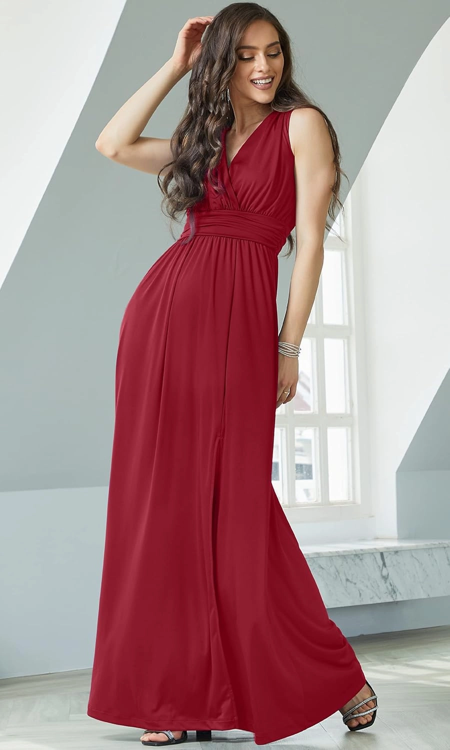 KOH KOH Womens Long Sleeveless Bridesmaid Cocktail Evening Maxi Dress