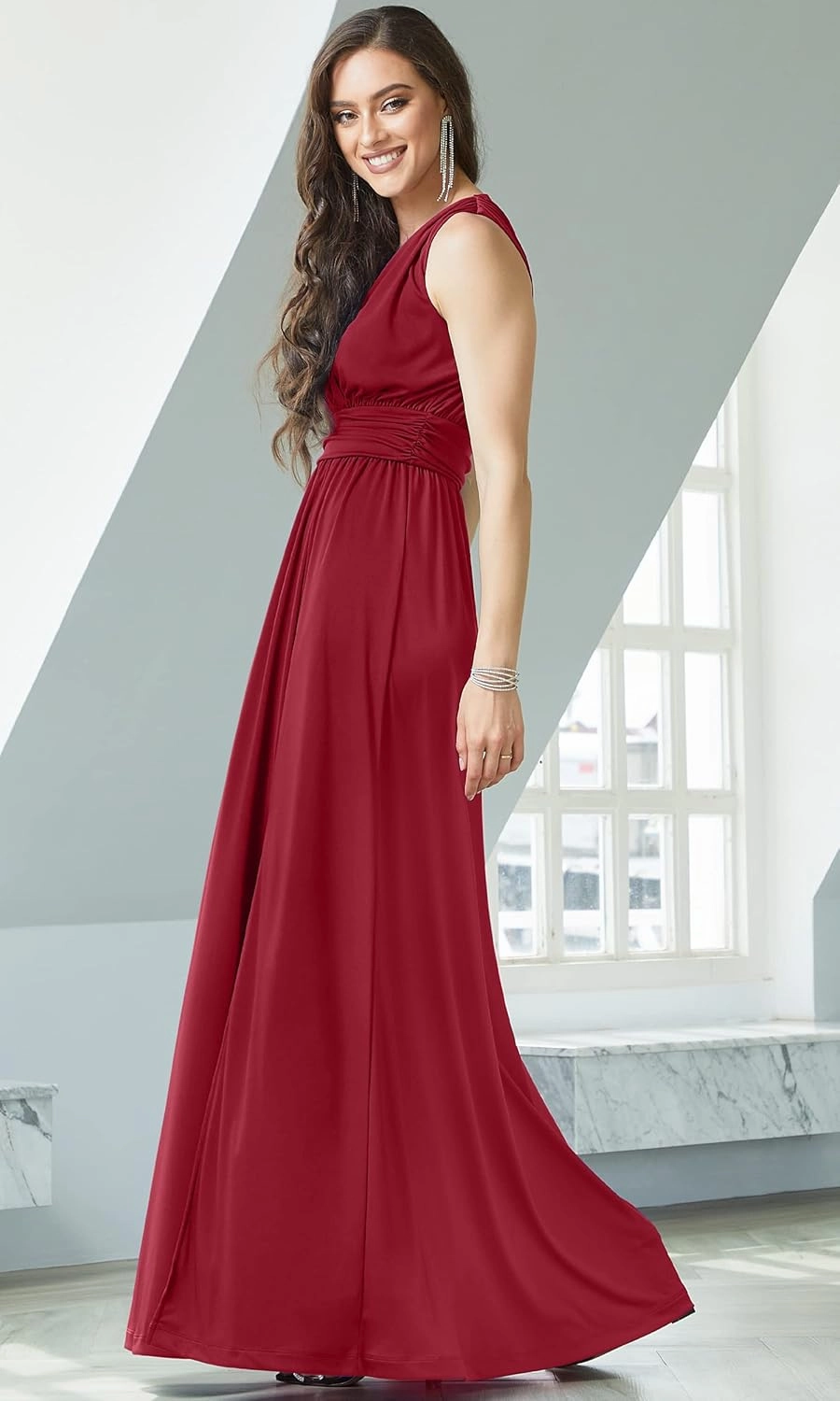 KOH KOH Womens Long Sleeveless Bridesmaid Cocktail Evening Maxi Dress