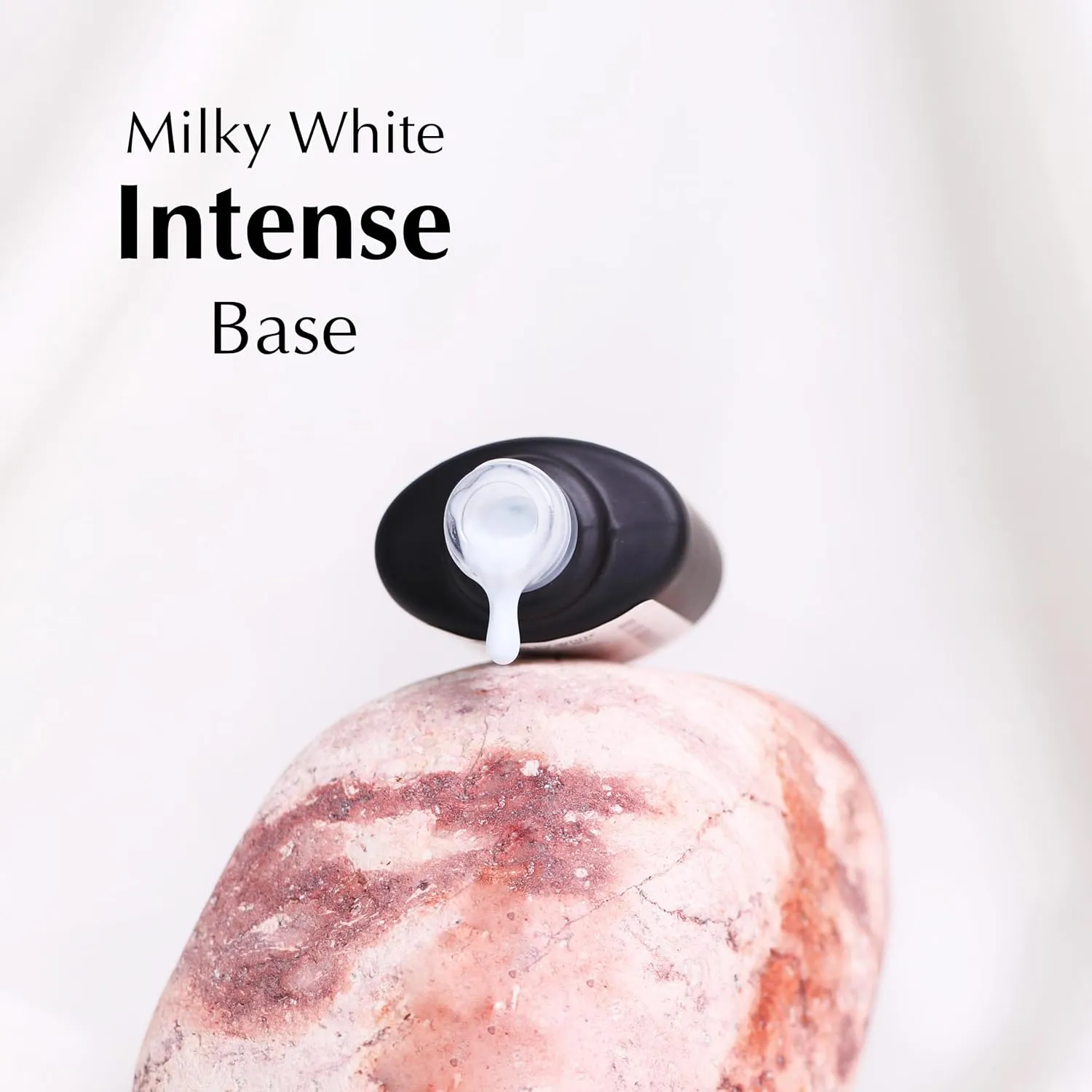 Komilfo Color Base 8ml White Red Milky, Medium density, self-leveling. Fast coverage. Soft, flesh-colored shades, Long -lasting up to 21 days, Nail Gel Polish Led Uv (Base Milky White Intense, 8ml)