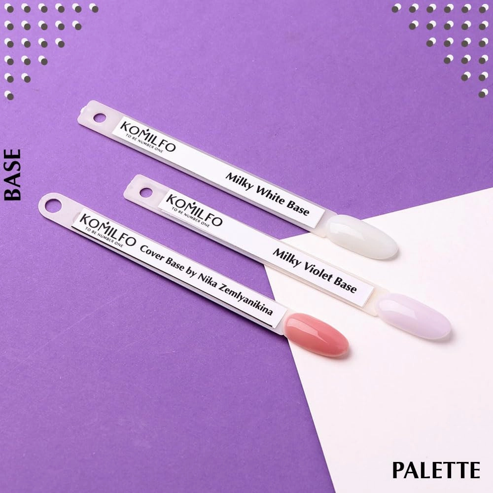 Komilfo Color Base 8ml White Red Milky, Medium density, self-leveling. Fast coverage. Soft, flesh-colored shades, Long -lasting up to 21 days, Nail Gel Polish Led Uv (Base Milky White, 15ml)