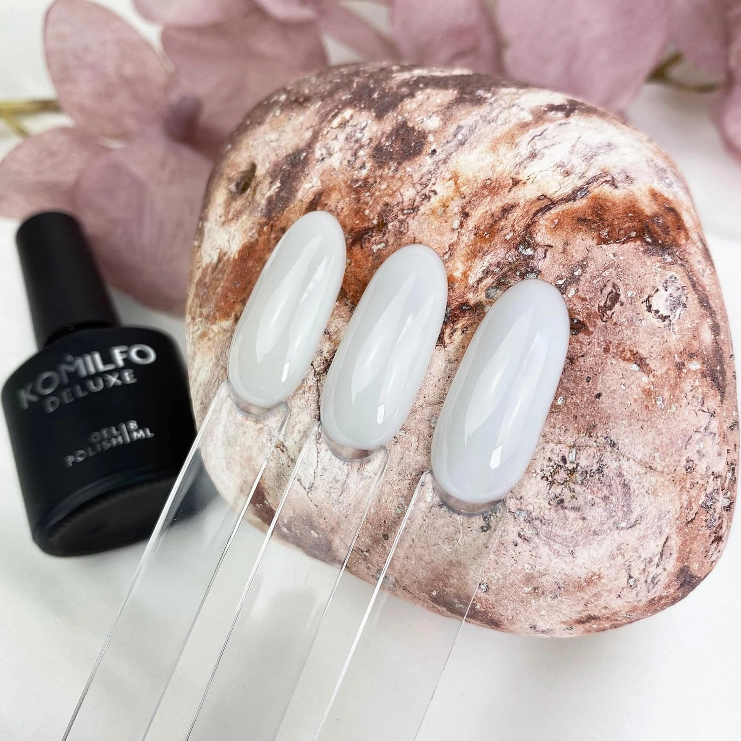 Komilfo Color Base 8ml White Red Milky, Medium density, self-leveling. Fast coverage. Soft, flesh-colored shades, Long -lasting up to 21 days, Nail Gel Polish Led Uv (Base Milky White Intense, 15ml)