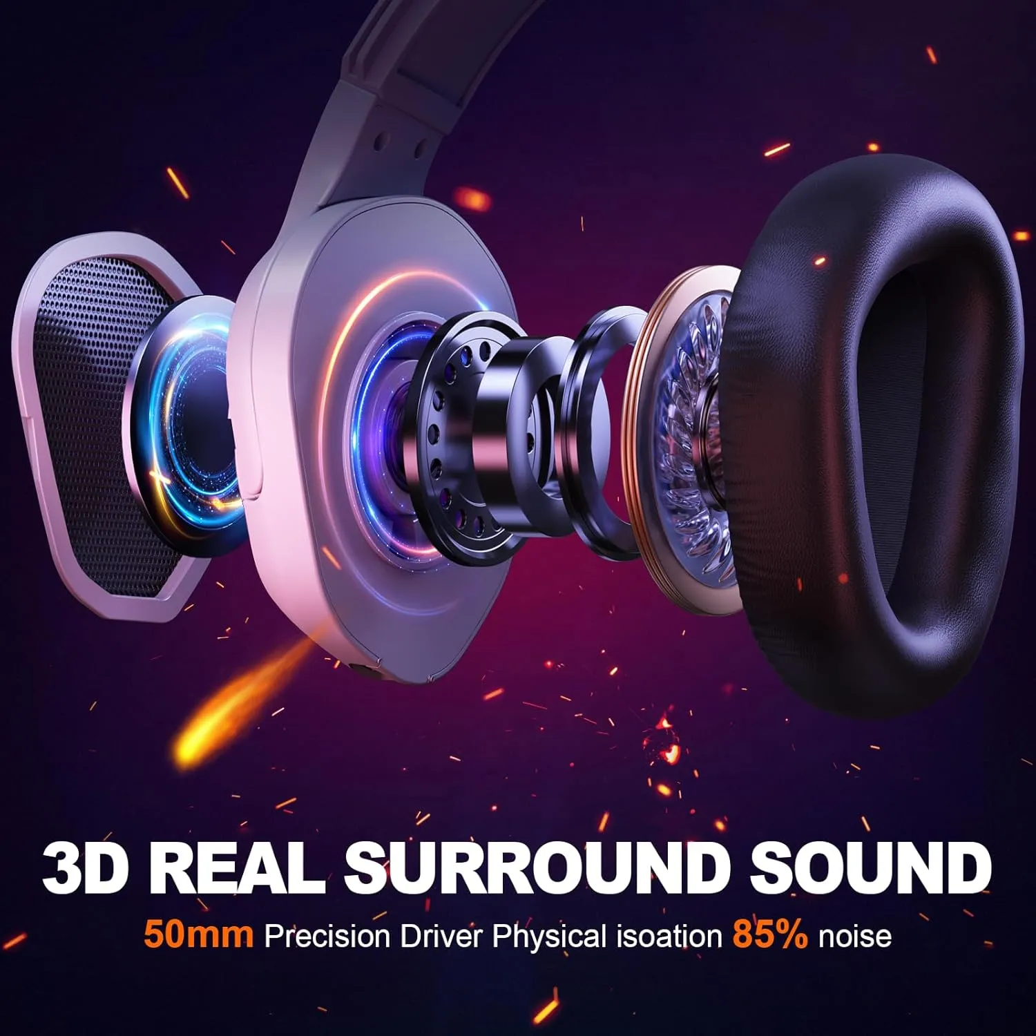 Krysenix Gaming Headset for PS4, PS5, PC, Mac, Xbox Series X, Noise Canceling Headphones with Microphone, PG2 Computer Headset with 3.5mm Jack & RGB Light White