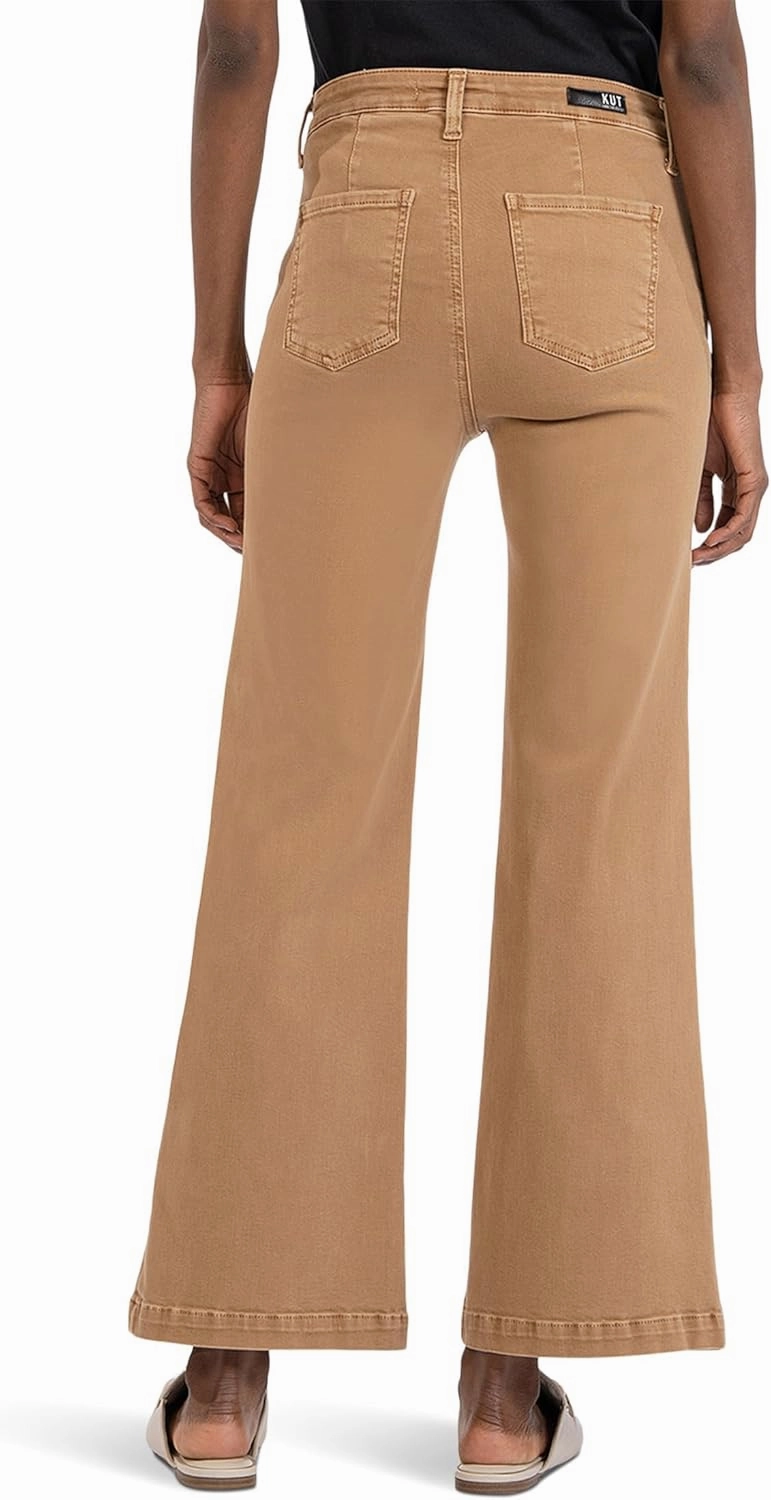 KUT from the Kloth Meg High-Rise Wide Leg Slash Front Pockets in Toffee