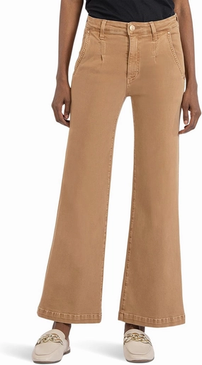 KUT from the Kloth Meg High-Rise Wide Leg Slash Front Pockets in Toffee