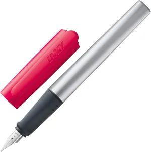LAMY nexx crimson – Fountain Pen with slip-proof grip & polished steel nib in size M - triangular aluminum body - including LAMY T 10 blue cartridge - Right-Handed