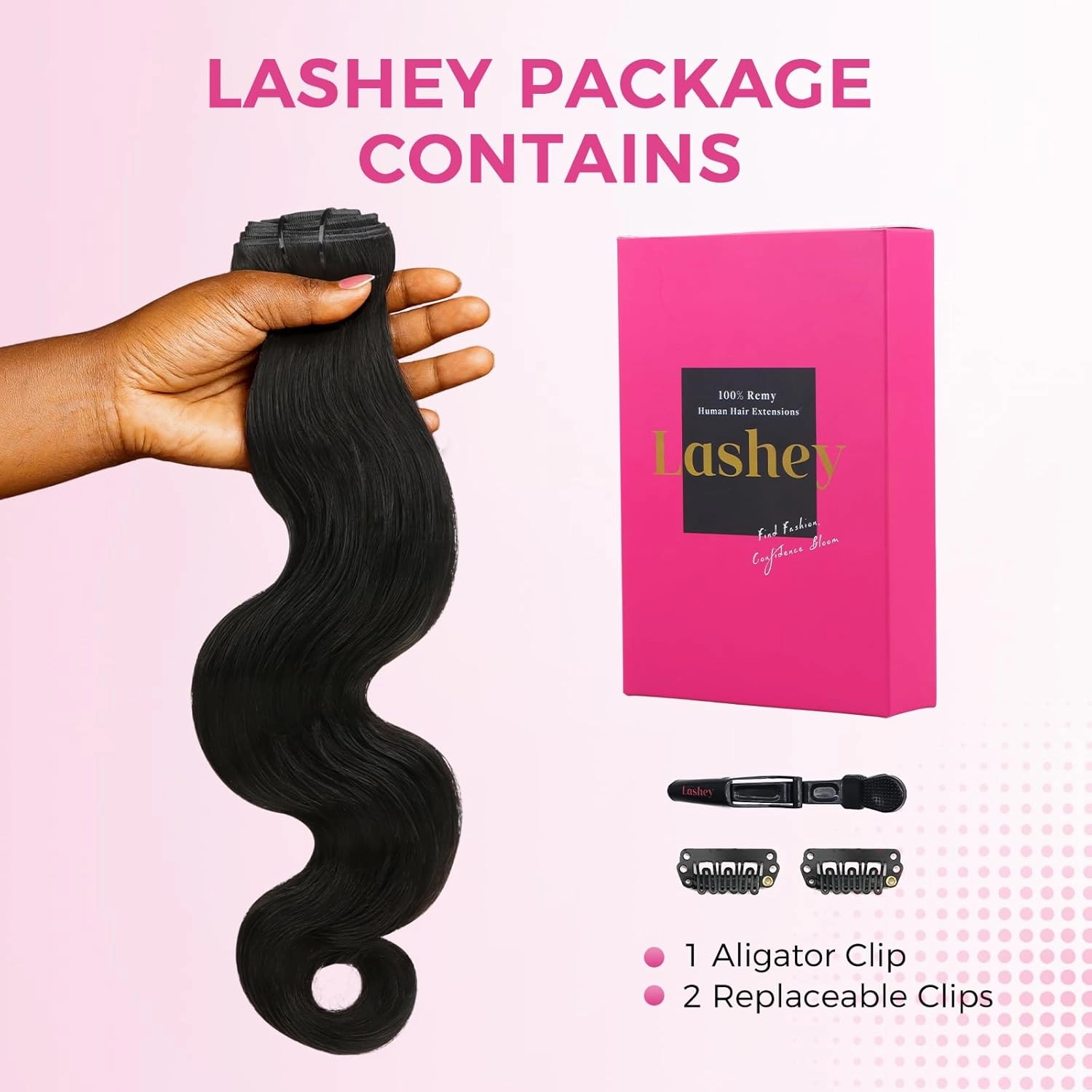 Lashey Genius Weft Hair Extensions Human Hair Natural Black Body Wave 7pcs 110g 14 Inch Hair Extensions Real Soft Thin Weft Clip ins for Women