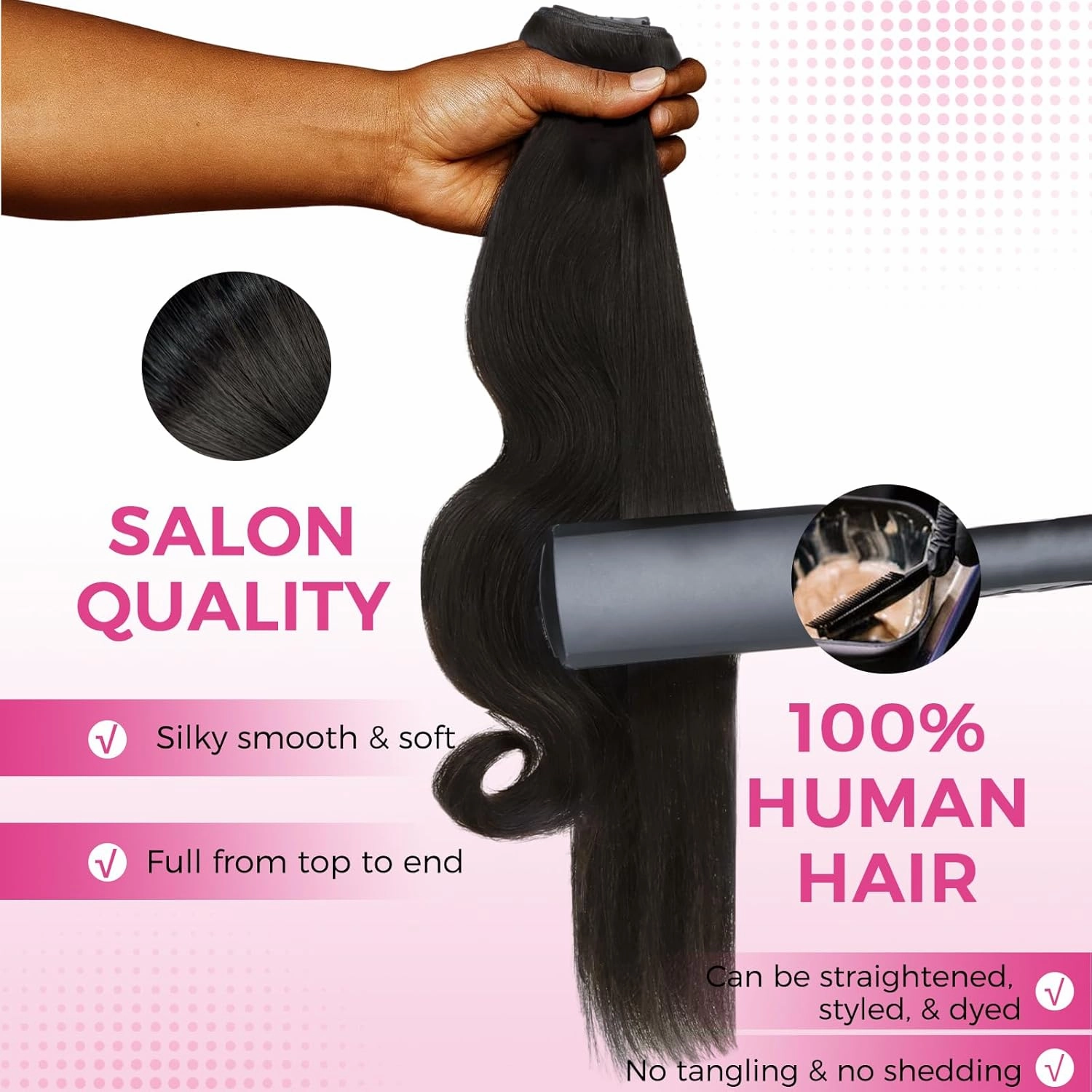 Lashey Genius Weft Hair Extensions Human Hair Natural Black Body Wave 7pcs 110g 14 Inch Hair Extensions Real Soft Thin Weft Clip ins for Women