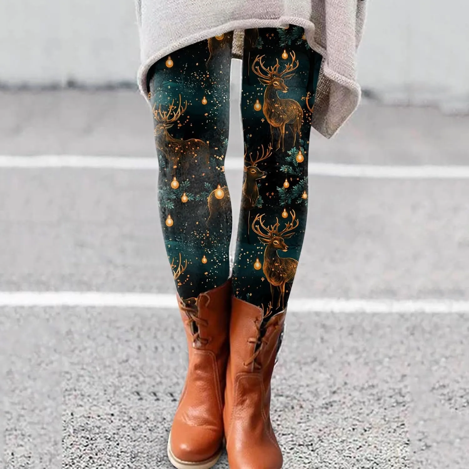 Leggings for Women Winter Leggings Artistic Splash Printed Soft Stretchy Pants Women's Pants Plus Size Snow Lined