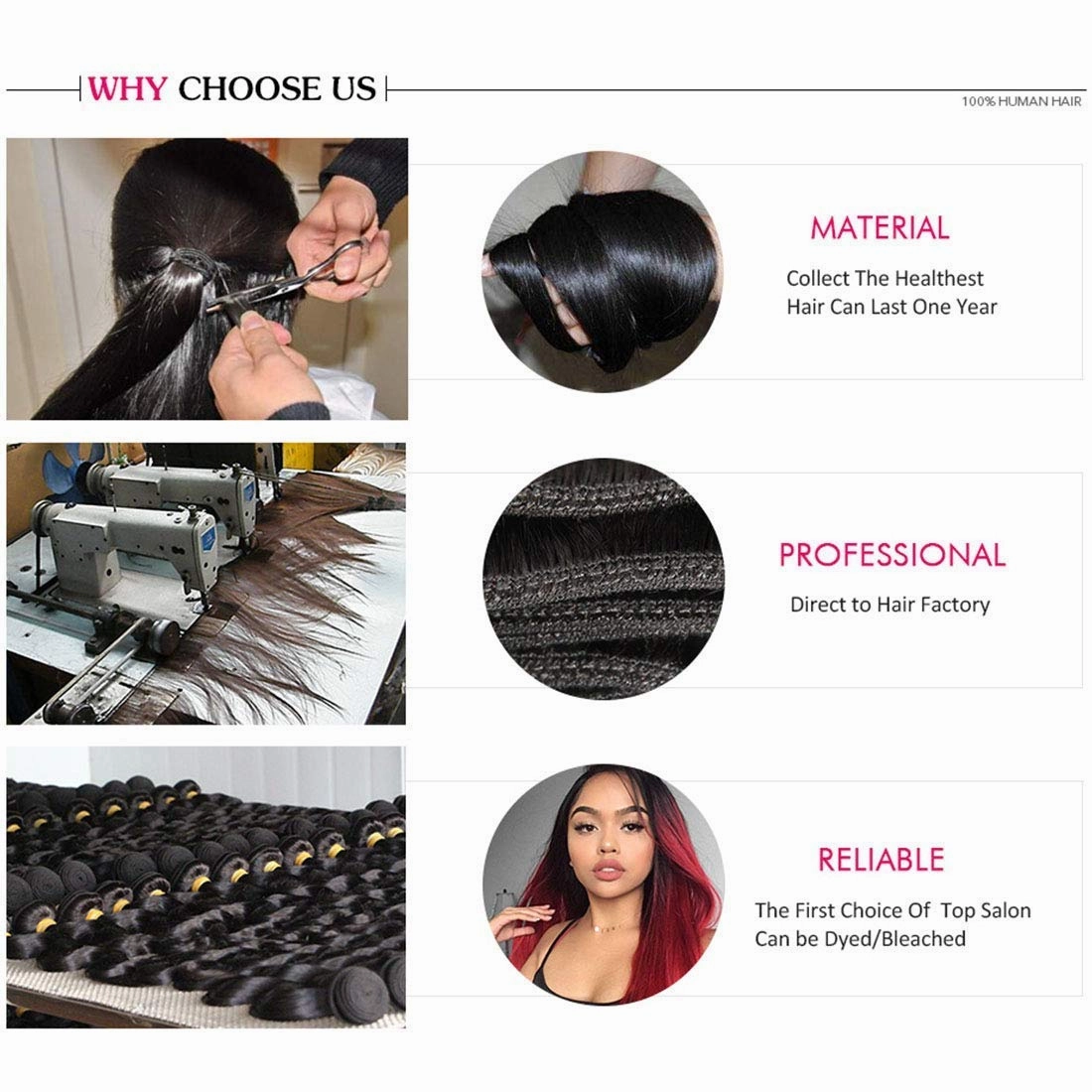 Liang Dian Human Hair Bundles 12 12 14 14 Inch Straight Bundles Human hair 12A Brazilian Virgin Hair 100% Unprocessed Quick Weave Natural Color