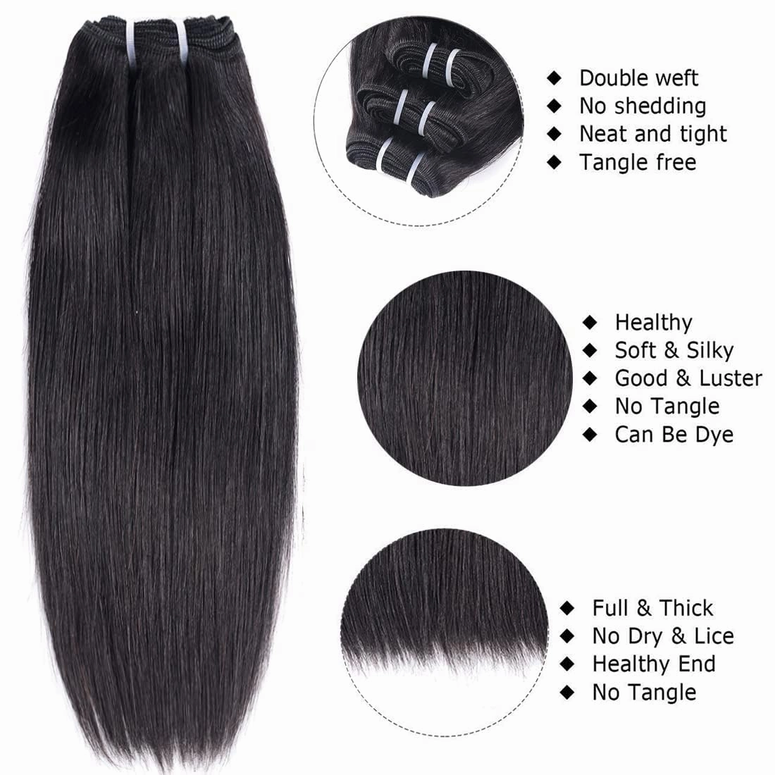 Liang Dian Human Hair Bundles 12 12 14 14 Inch Straight Bundles Human hair 12A Brazilian Virgin Hair 100% Unprocessed Quick Weave Natural Color