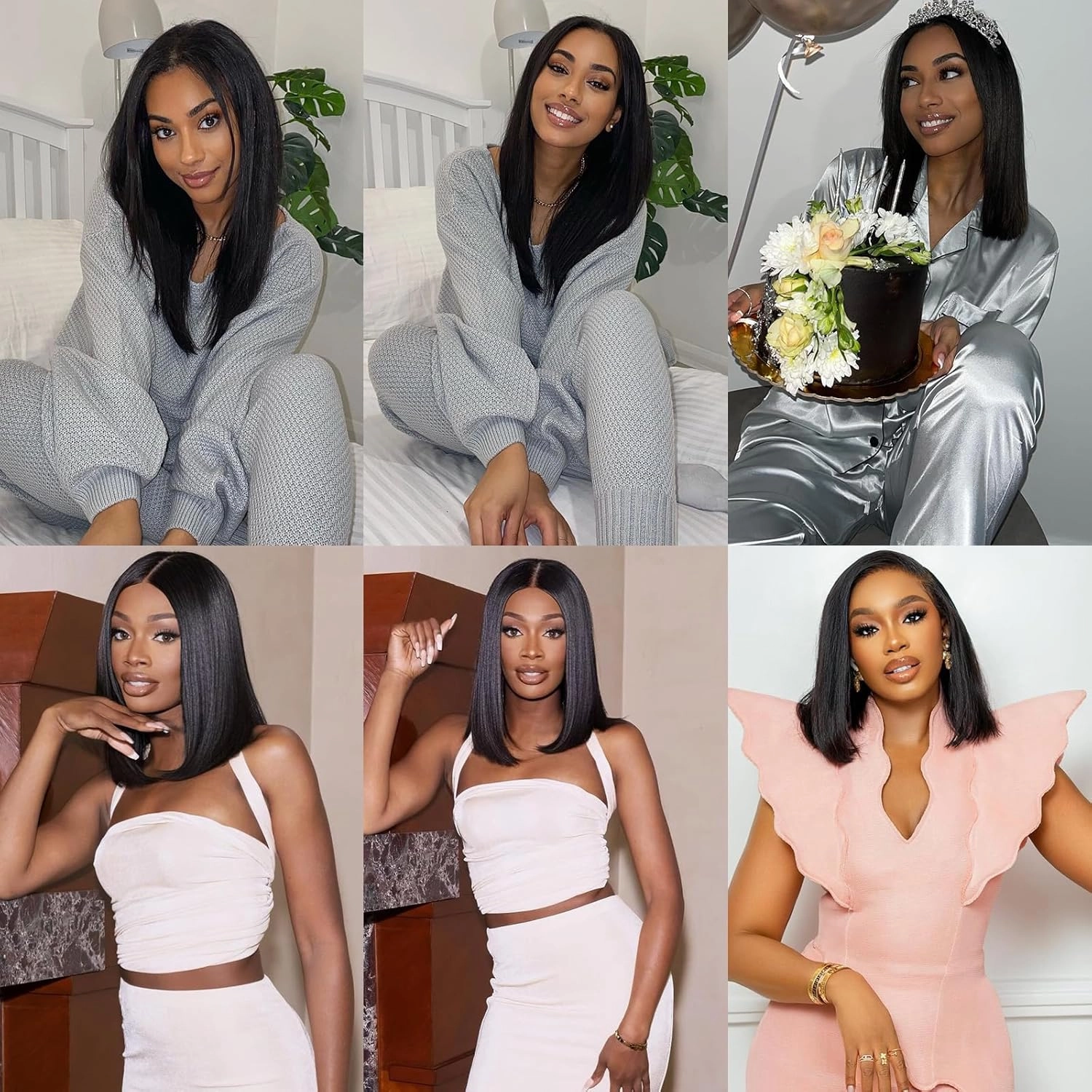 Liang Dian Human Hair Bundles 12 12 14 14 Inch Straight Bundles Human hair 12A Brazilian Virgin Hair 100% Unprocessed Quick Weave Natural Color