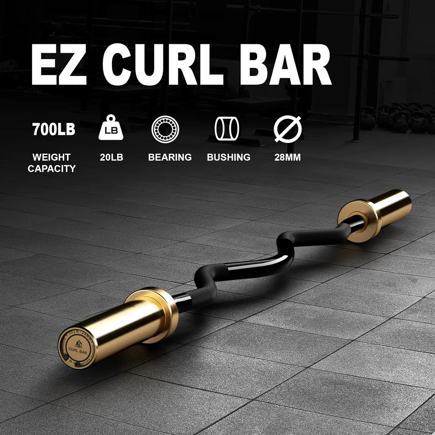LIONSCOOL Premium 4ft/4.9ft/6ft Barbell for Strength Training and Olympic Weightlifting, 2 Inch Bar for Squats, Curls, Deadlifts, Presses, Hip Thrusts, 350lbs/500lbs/700lbs Weight Capacity