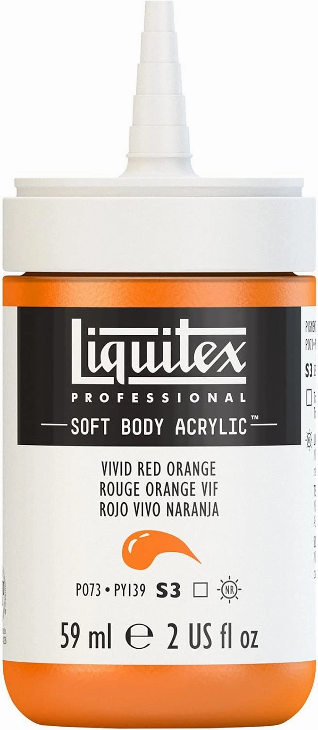 Liquitex Professional Soft Body Acrylic Paint, 59ml (2-oz) Bottle, Vivid Red Orange