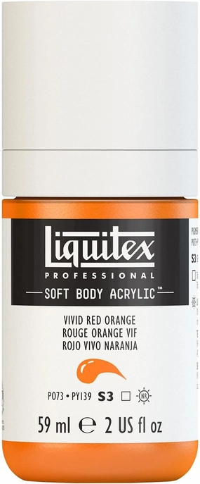 Liquitex Professional Soft Body Acrylic Paint, 59ml (2-oz) Bottle, Vivid Red Orange