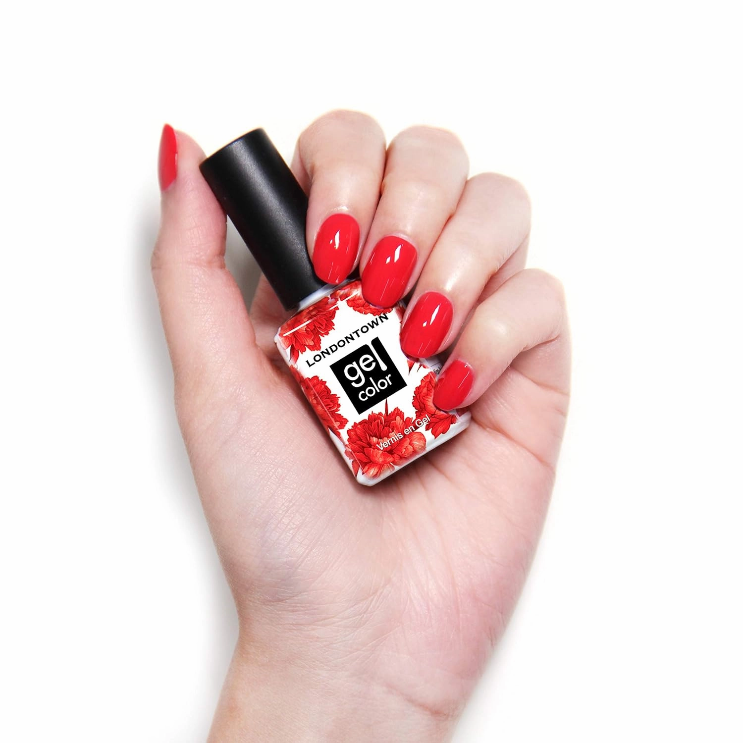 LONDONTOWN UV/LED Gel Nail Polish - Long Lasting, Chip Resistant High Shine Color - Glossy Shimmery Red Orange, 12ml/.40fl oz