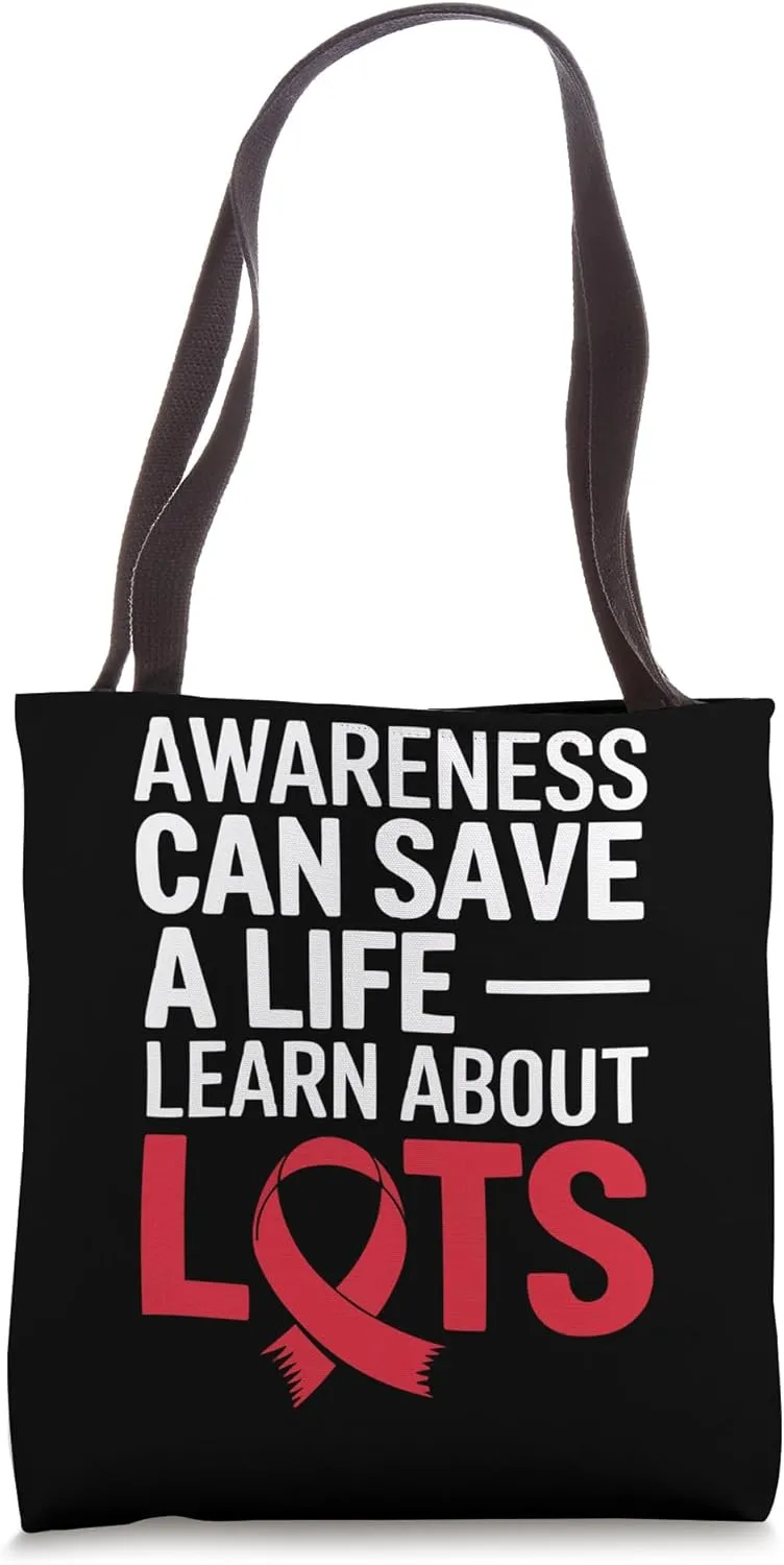 Long QT Syndrome Awareness Heart Disorder Red Ribbon Tote Bag