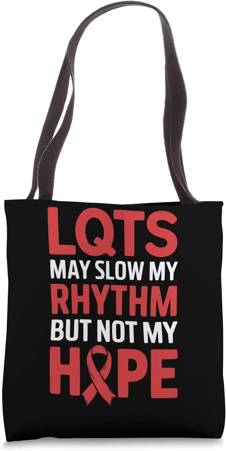 Long QT Syndrome Awareness Heart Disorder Red Ribbon Tote Bag