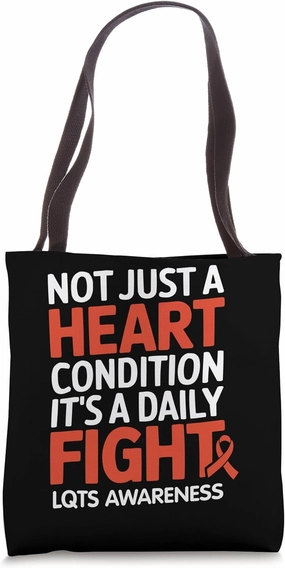 Long QT Syndrome Awareness Heart Disorder Red Ribbon Tote Bag